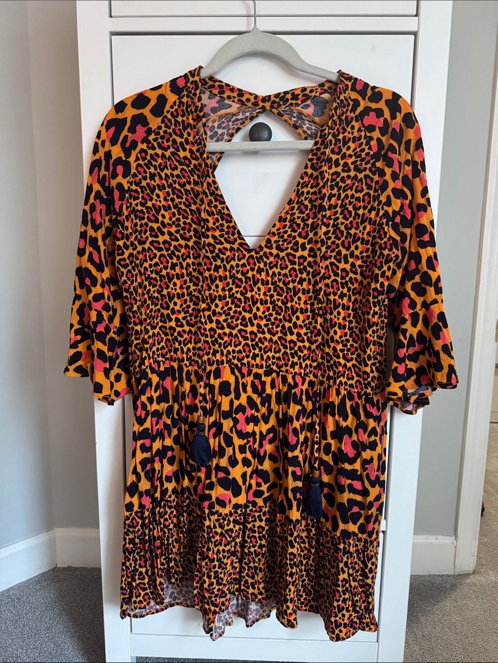 Maaji Orange Leopard-Print V-Neck Tunic with Pink Accents